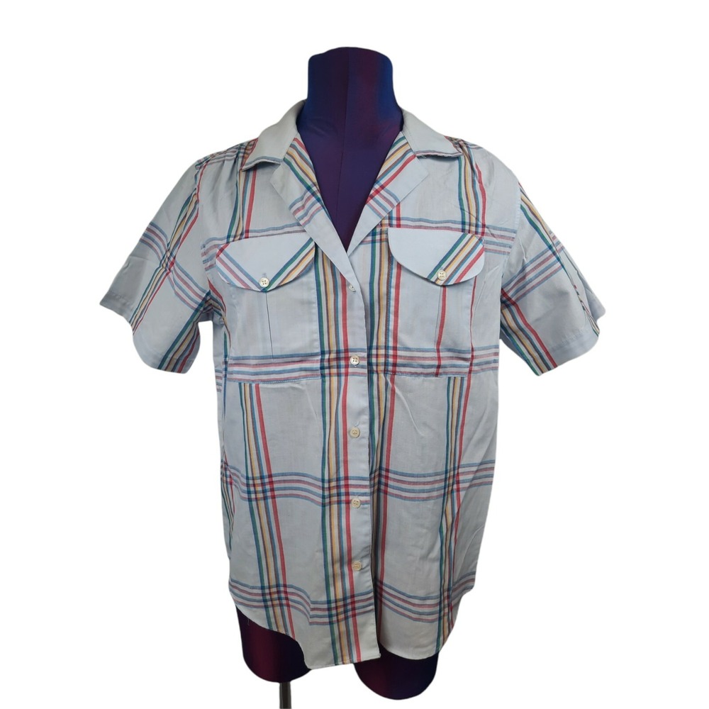 Vintage Dana Alexander Rainbow Plaid Short Sleeve Button Down Size 8 Women's H89